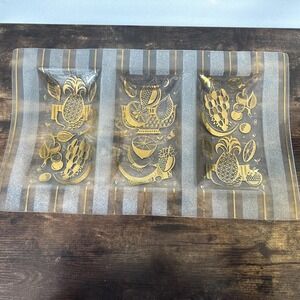 Georges Briard 22" Large Fruit Tray Divided citrus design Gold Mid-Century Retro